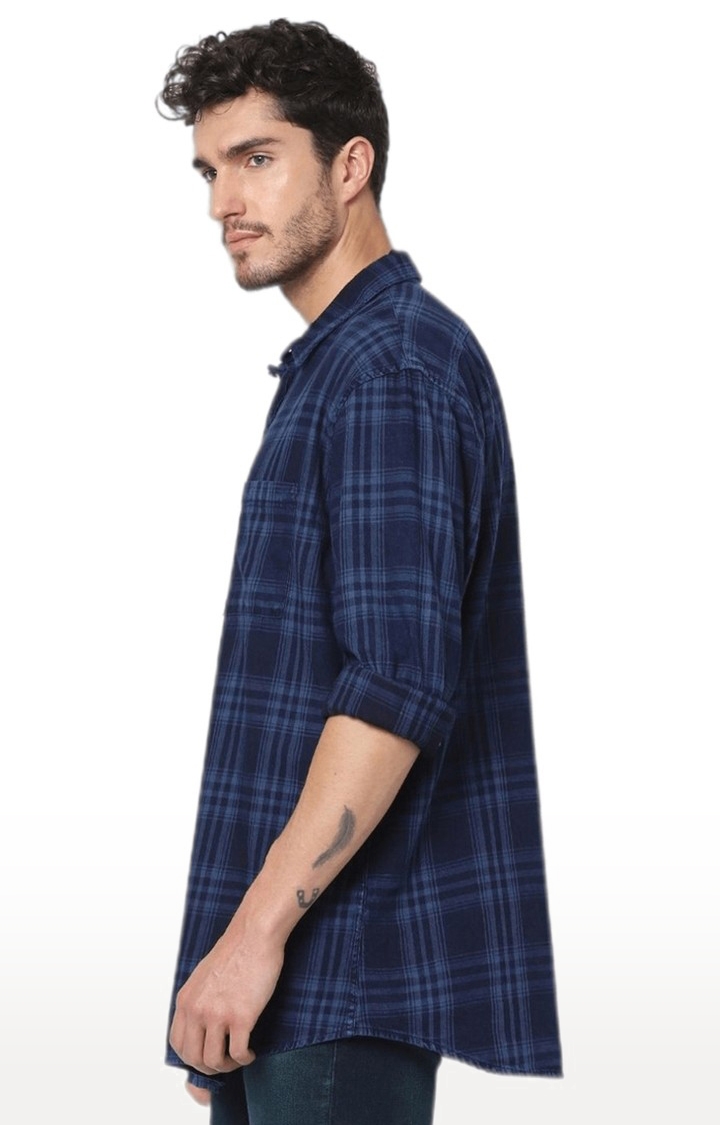 celio | Men's Blue Checked Casual Shirts 2