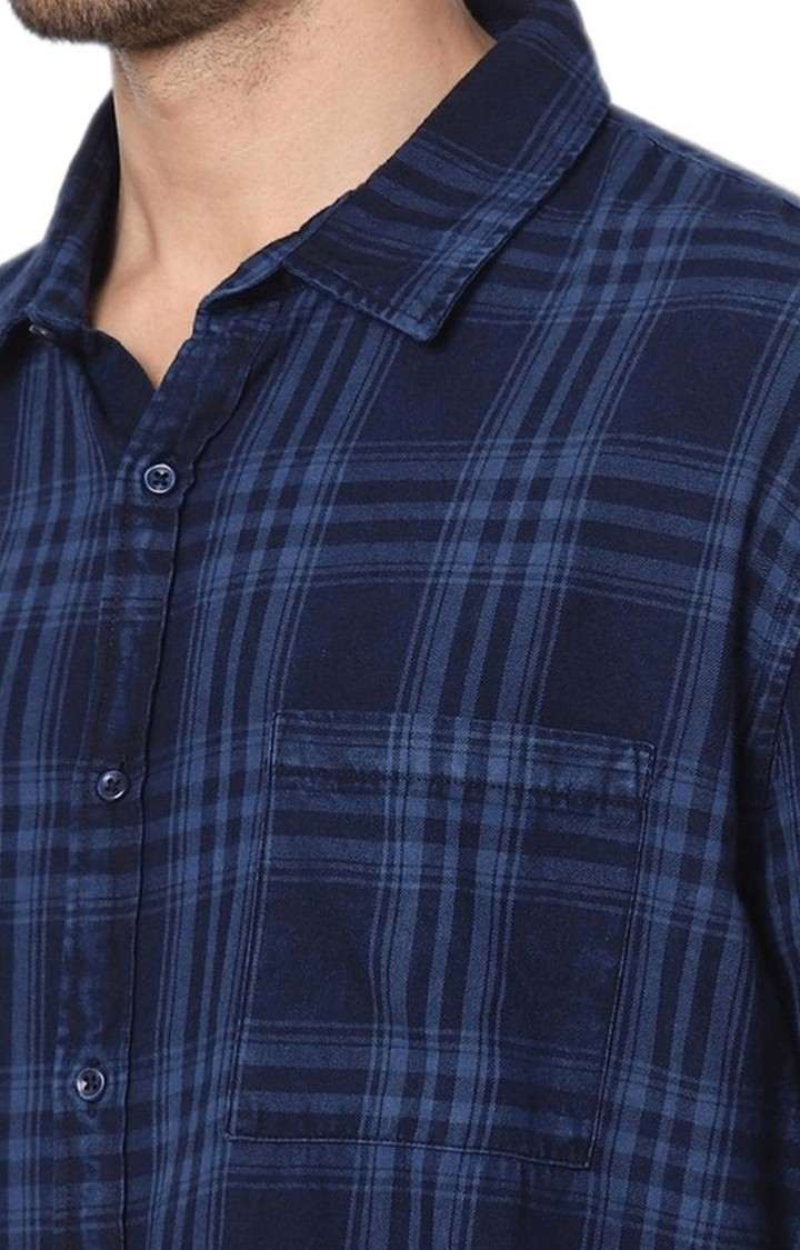Men's Blue Checked Casual Shirts