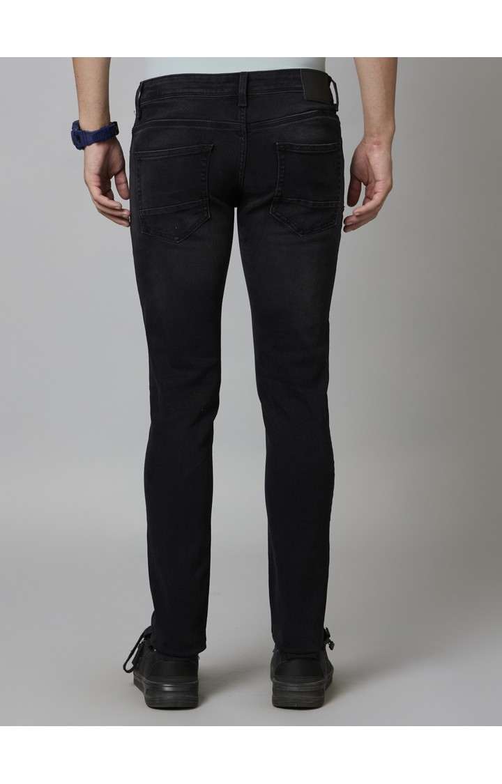 Men's Black Cotton Solid Regular Jeans