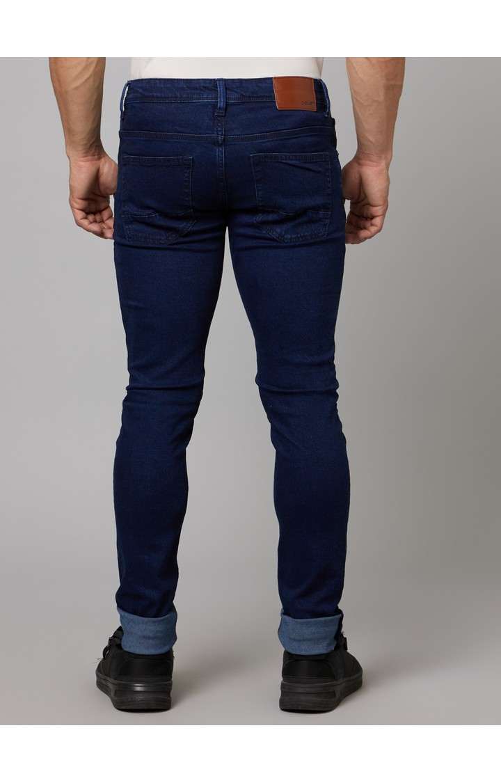 Men's Blue Cotton Blend Solid Regular Jeans