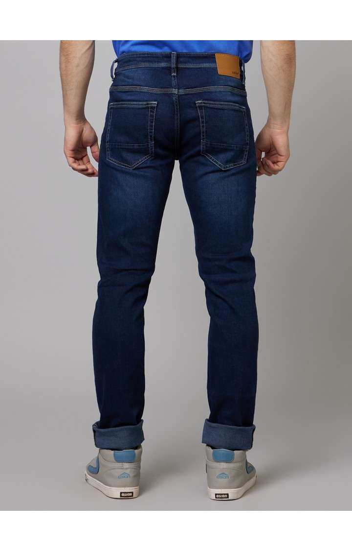 Men's Blue Cotton Blend Solid Regular Jeans