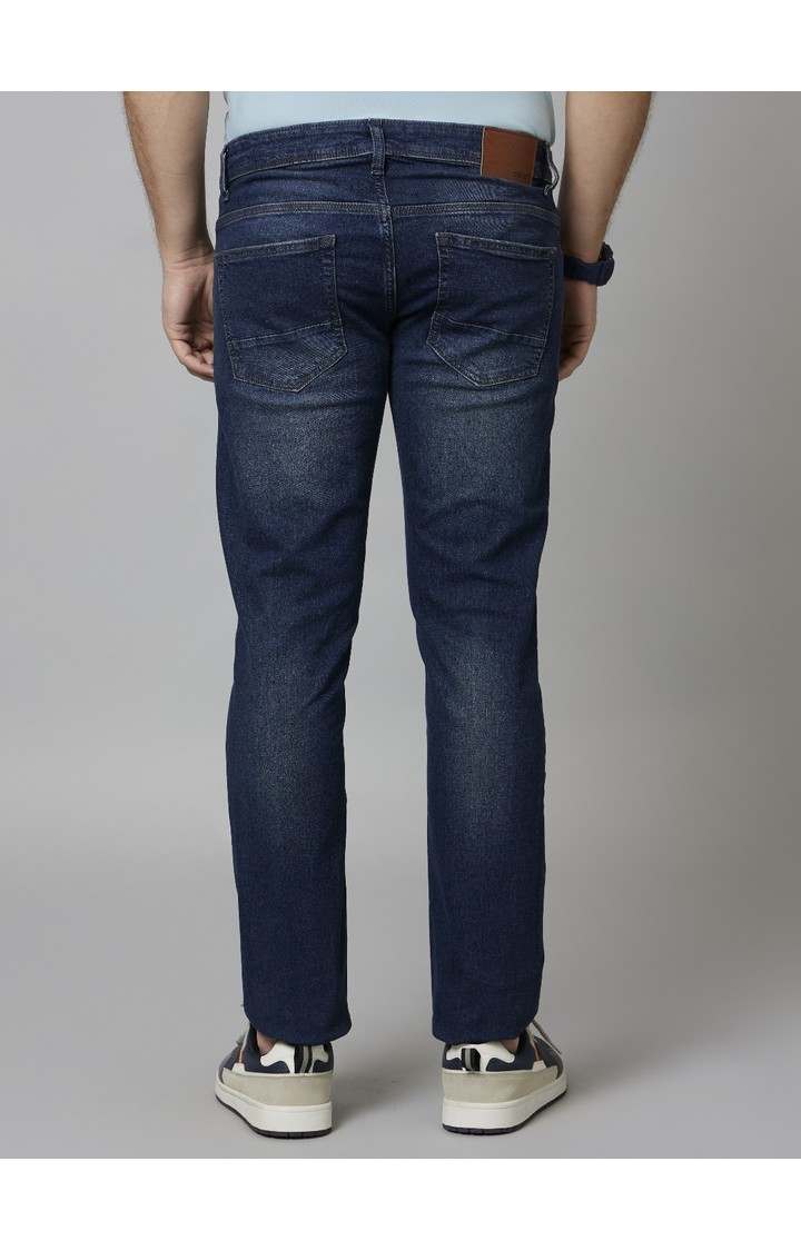 Men's Blue Cotton Solid Regular Jeans