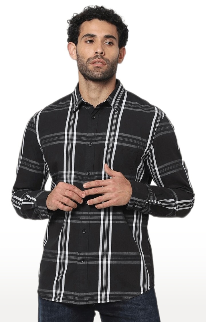 celio | Men's Black Checked Casual Shirts