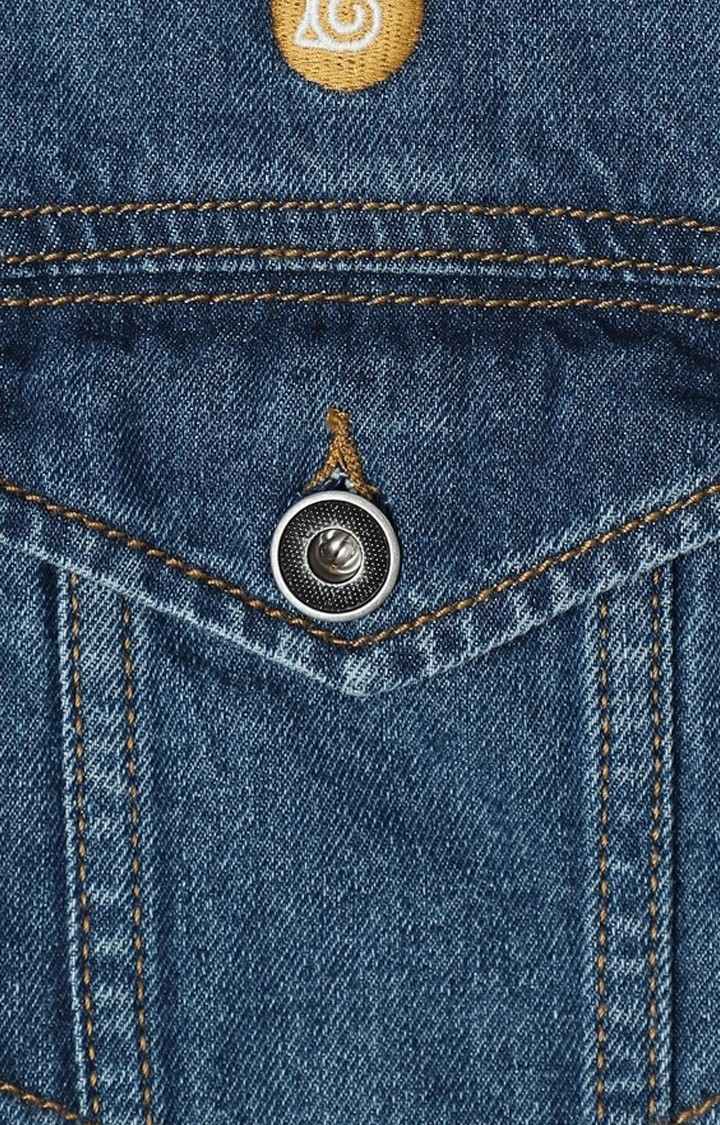 Men's Blue Solid Denim Jackets