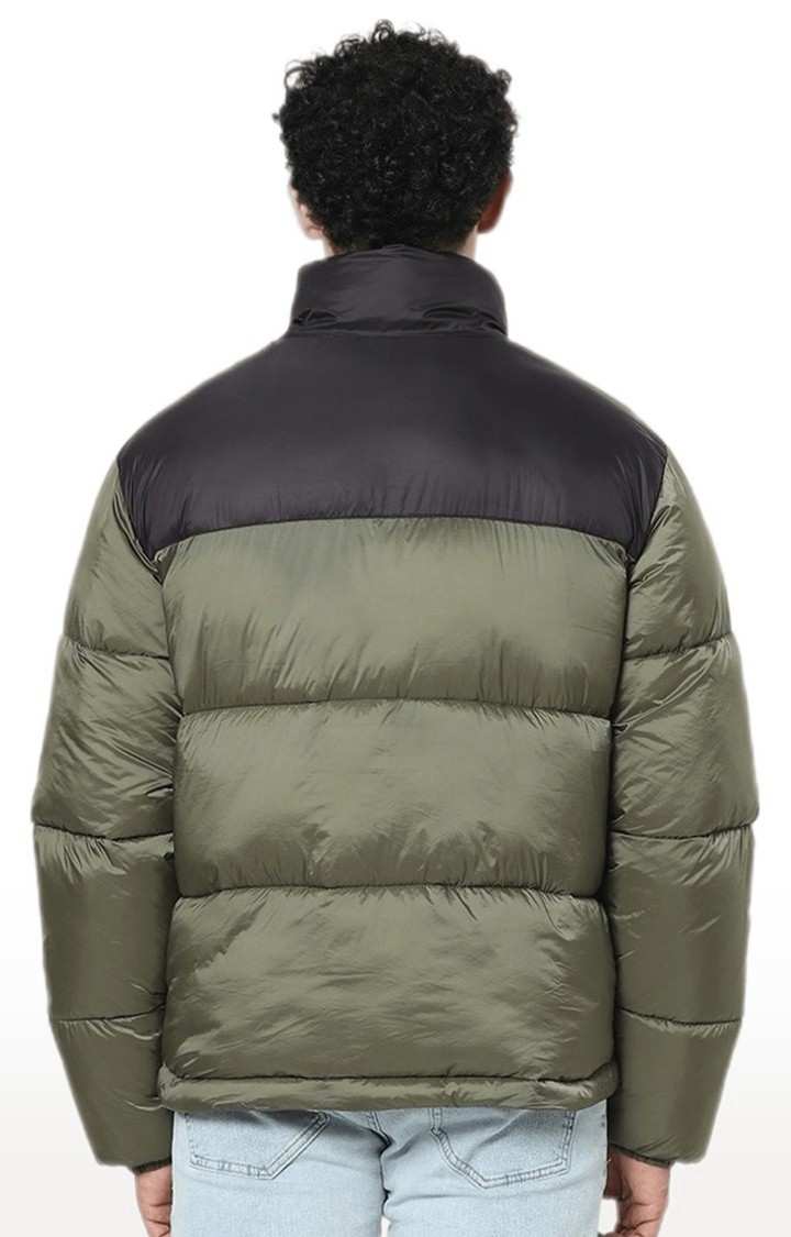 Men's Green Colourblock Bomber Jackets