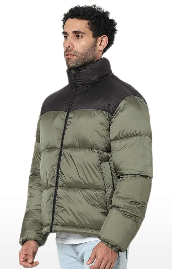 Men's Green Colourblock Bomber Jackets