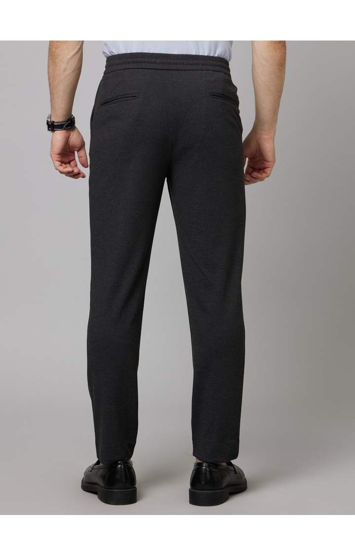 Men's Grey Cotton Solid Trousers