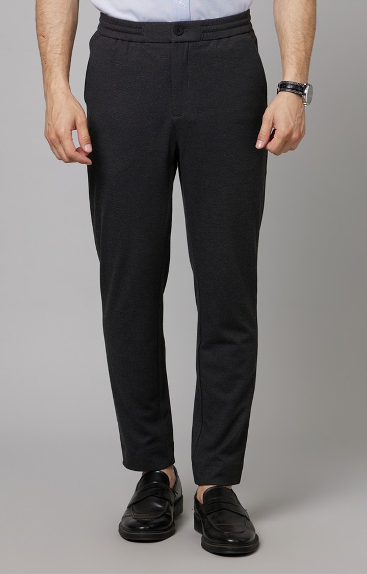 celio | Men's Grey Cotton Solid Trousers