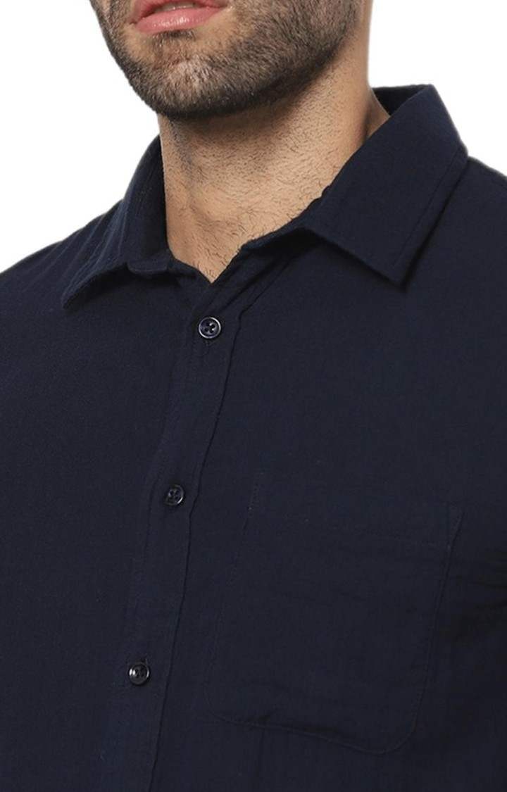 Men's Blue Solid Casual Shirts