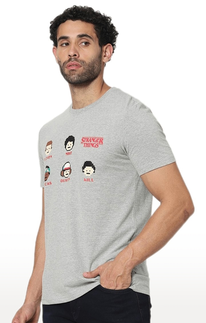 celio | Men's Grey Graphics Regular T-Shirts 2