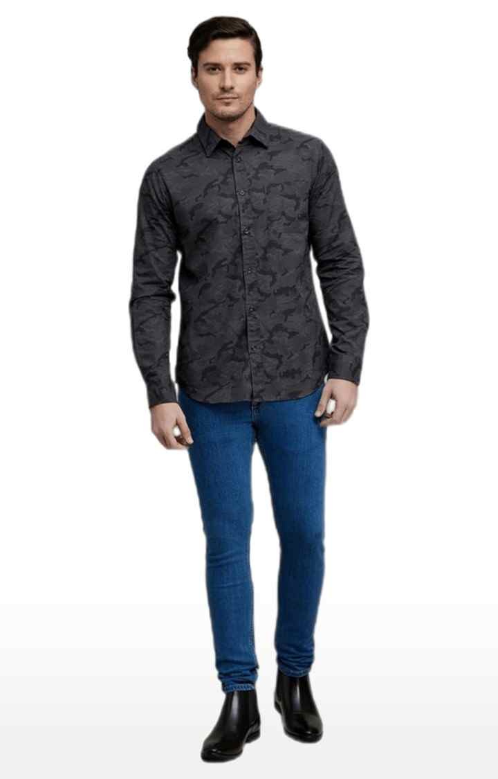 Men's Grey Printed Casual Shirts