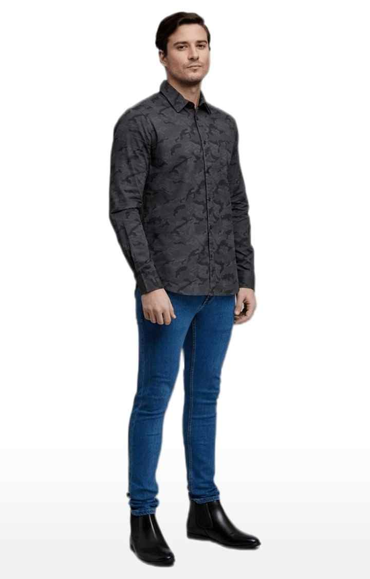 Men's Grey Printed Casual Shirts