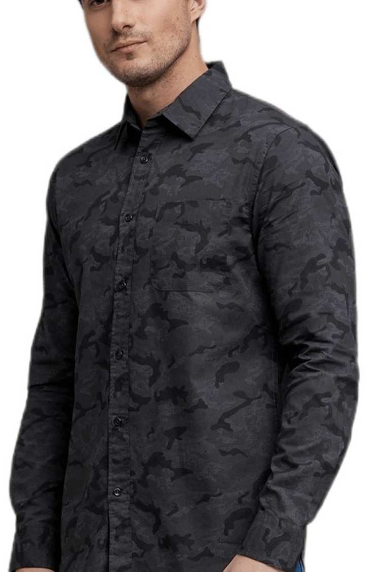 Men's Grey Printed Casual Shirts