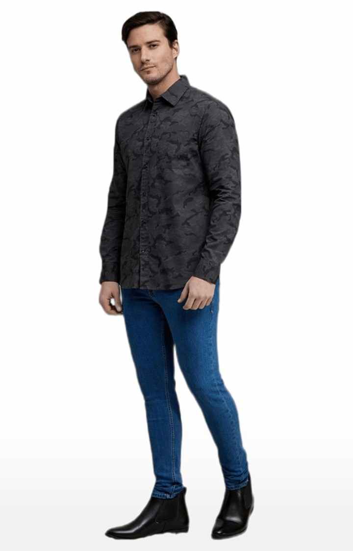Men's Grey Printed Casual Shirts