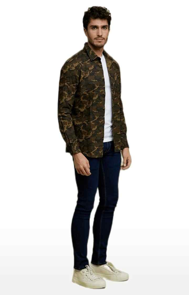 Men's Green Camouflage Casual Shirts