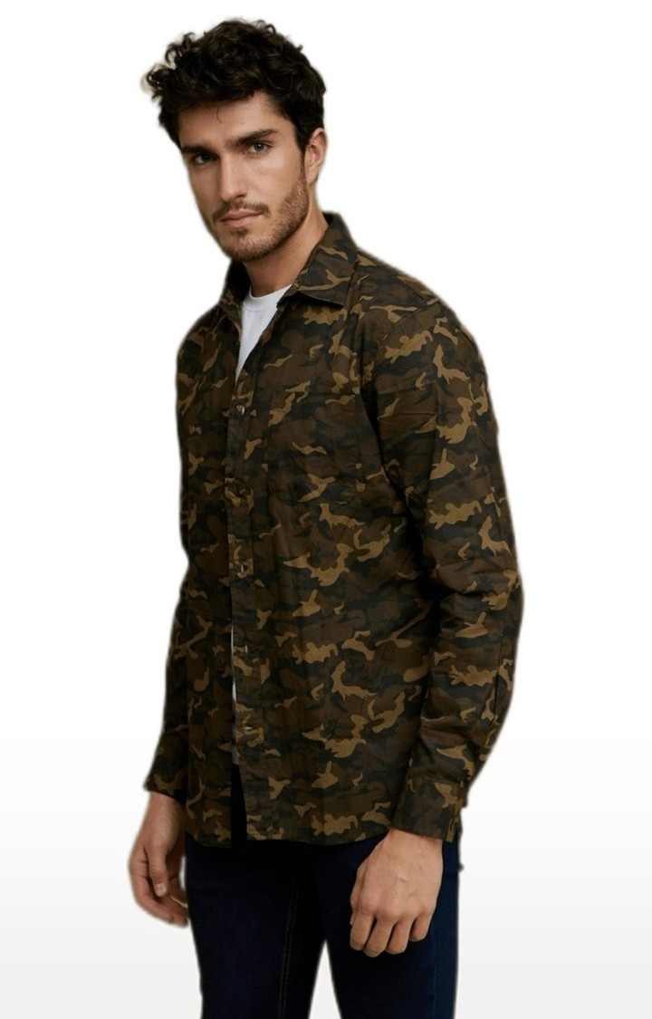 Men's Green Camouflage Casual Shirts