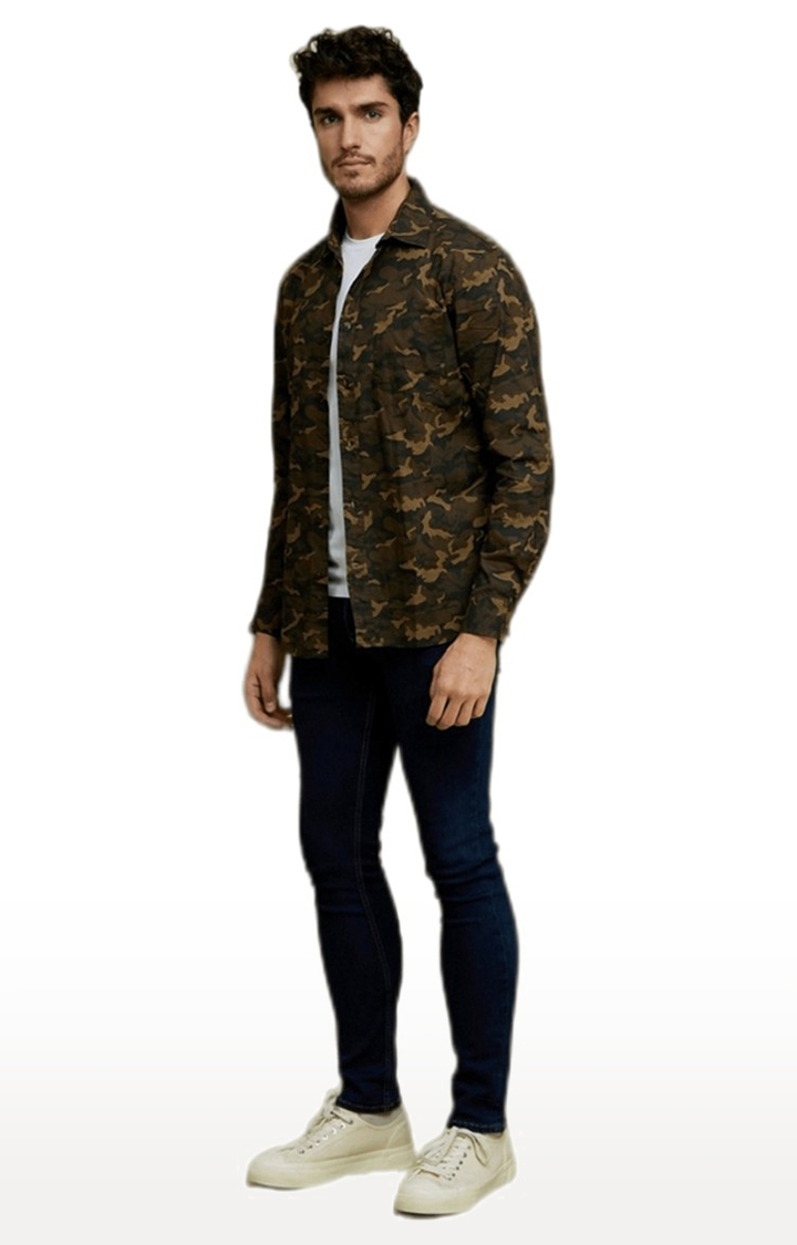 Men's Green Camouflage Casual Shirts