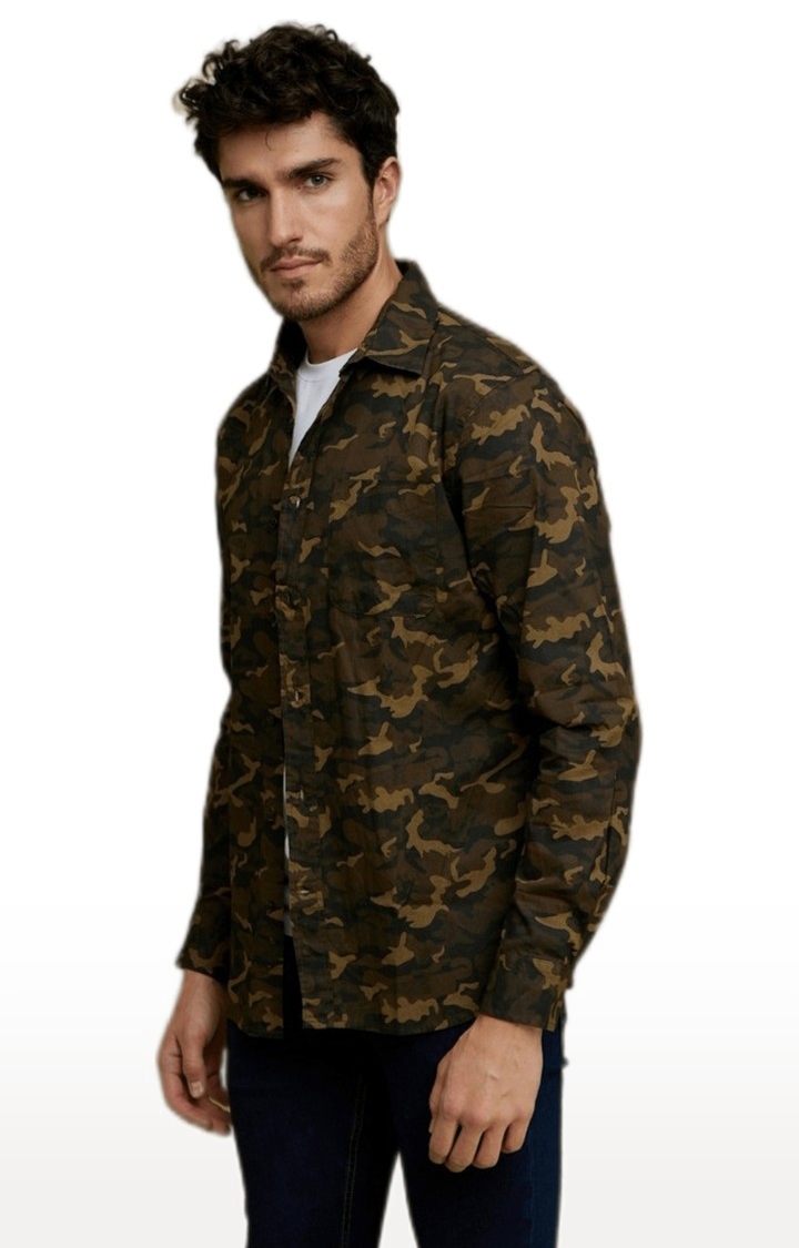 celio | Men's Green Camouflage Casual Shirts 3