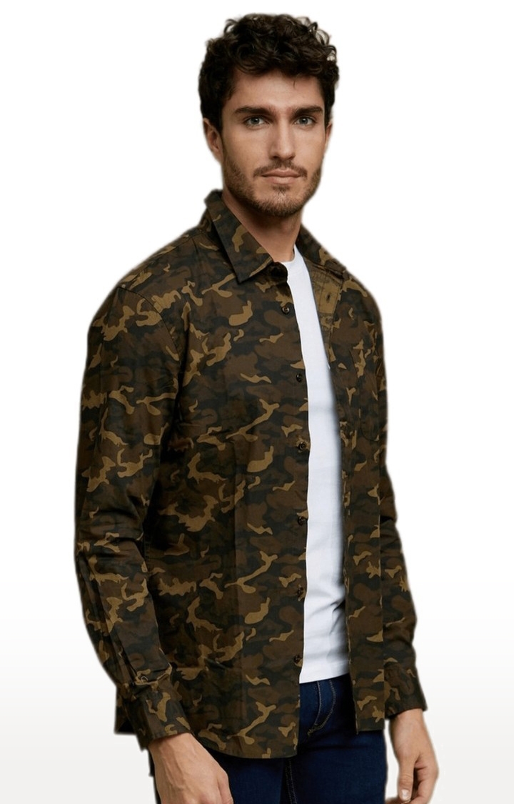 Men's Green Camouflage Casual Shirts