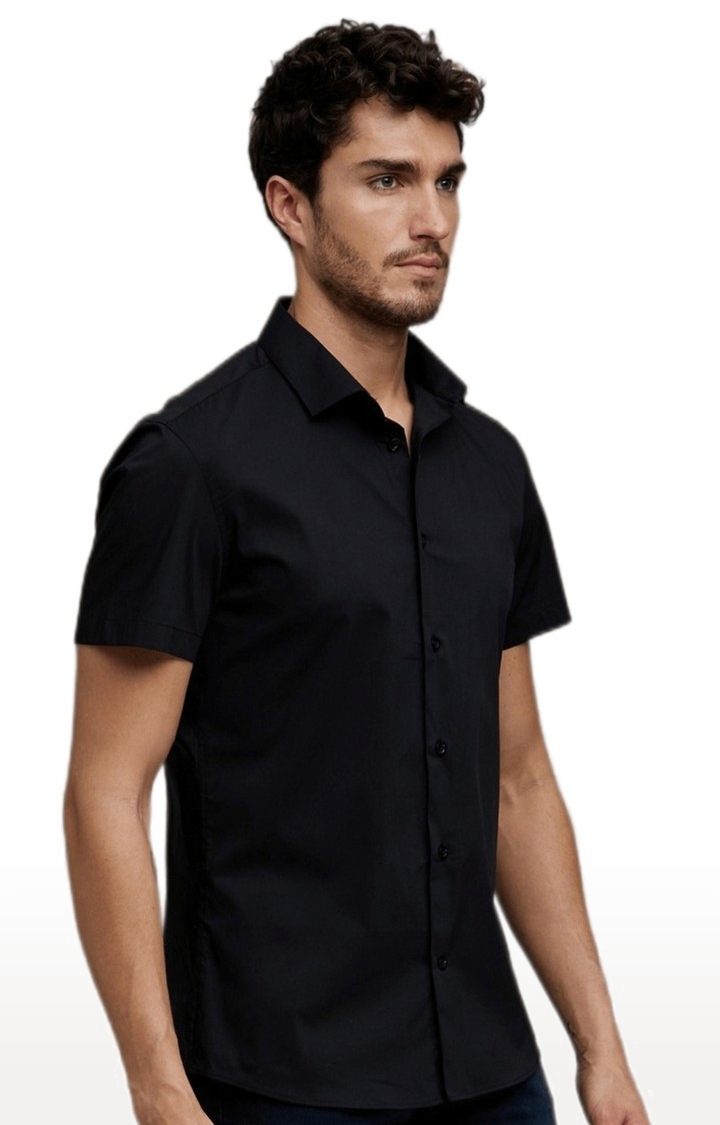 celio | Men's Black Solid Casual Shirts