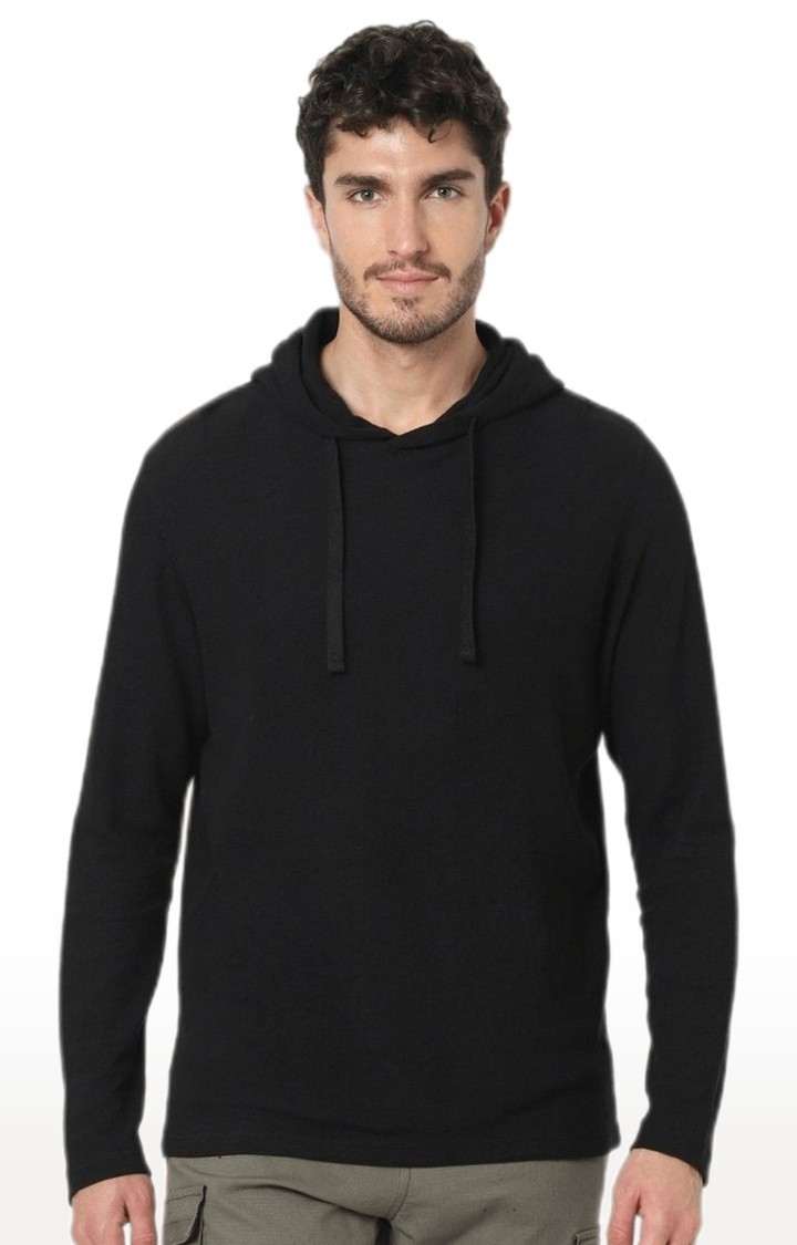 Men's Black Solid Hoodies