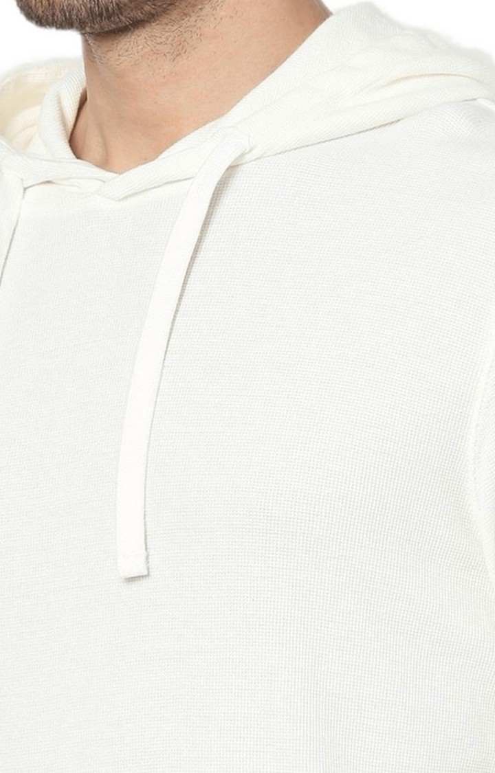 Men's White Solid Hoodies