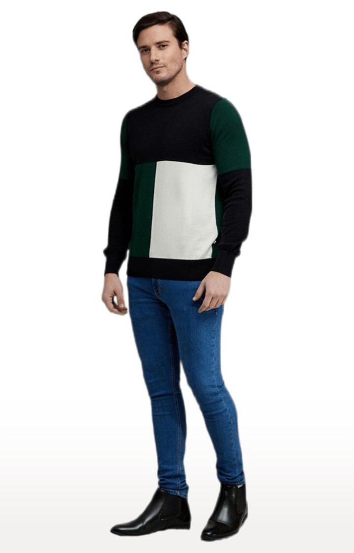 Men's Black Colourblock Sweaters