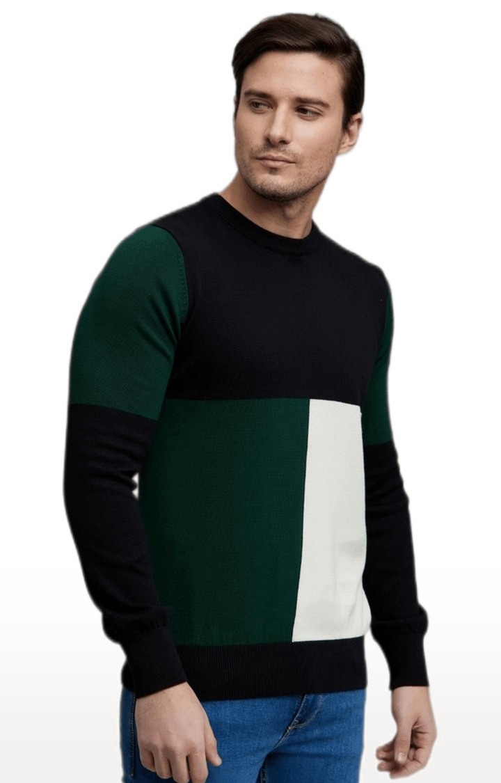 celio | Men's Black Colourblock Sweaters