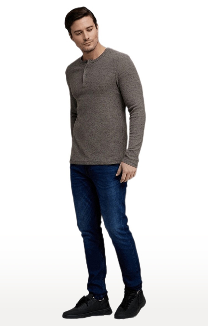 celio | Men's Grey Melange Regular T-Shirts 1