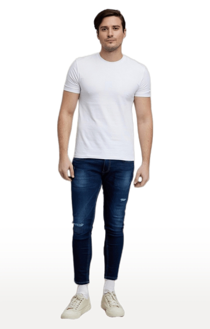 celio | Men's Blue Polycotton Ripped Ripped Jeans
