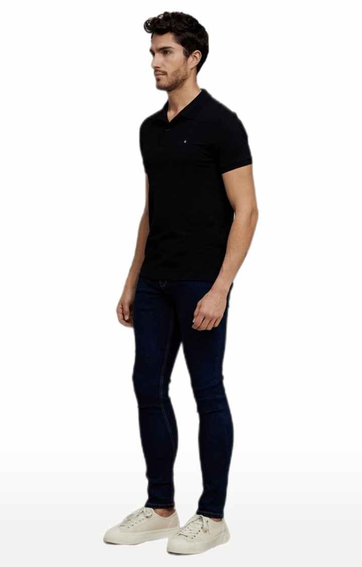 Men's Black Solid Polos