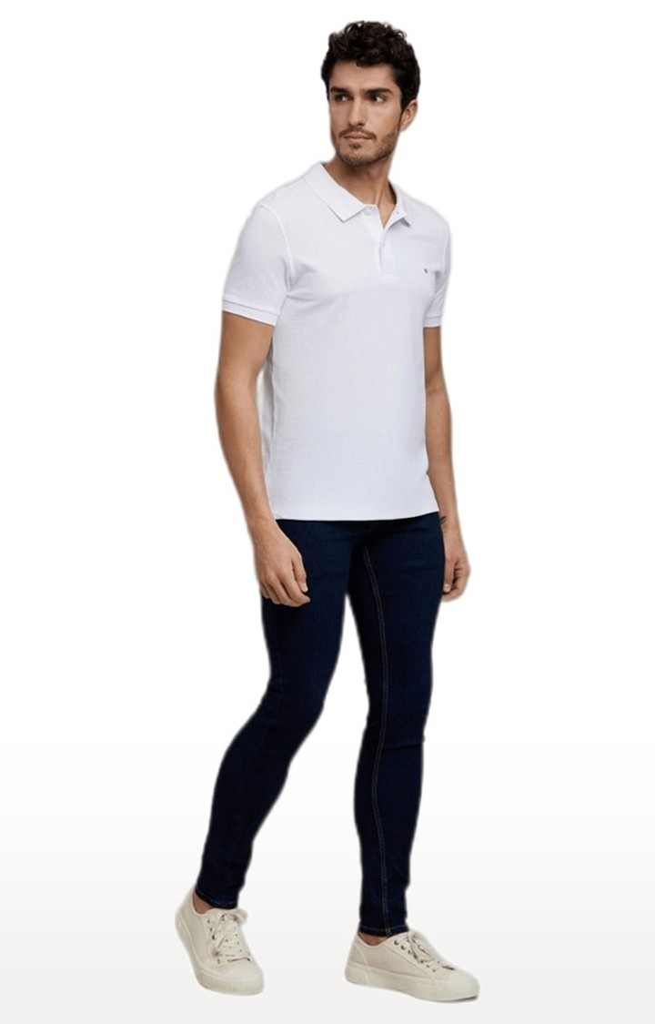 Men's White Solid Polos