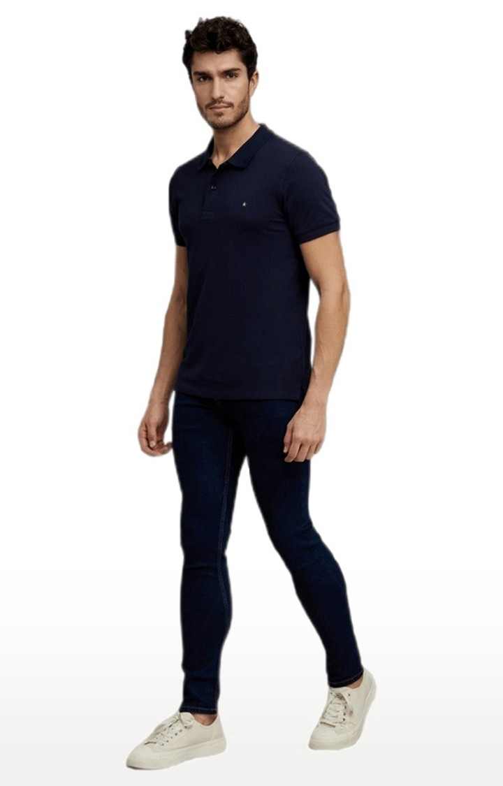 Men's Blue Solid Polos