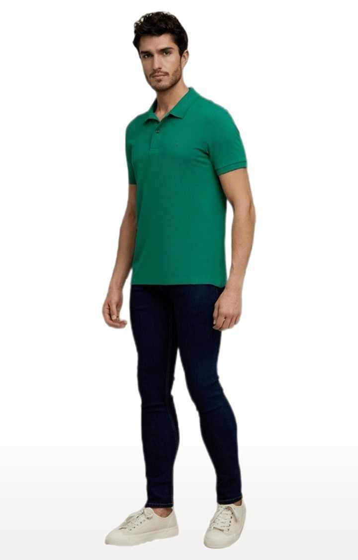 Men's Green Solid Polos