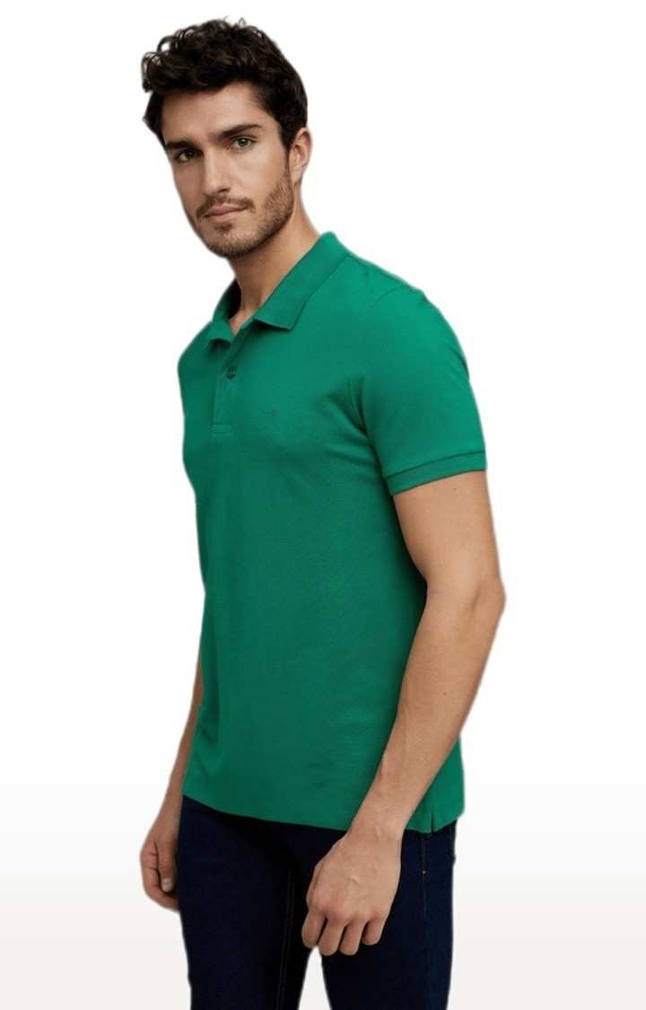 Men's Green Solid Polos