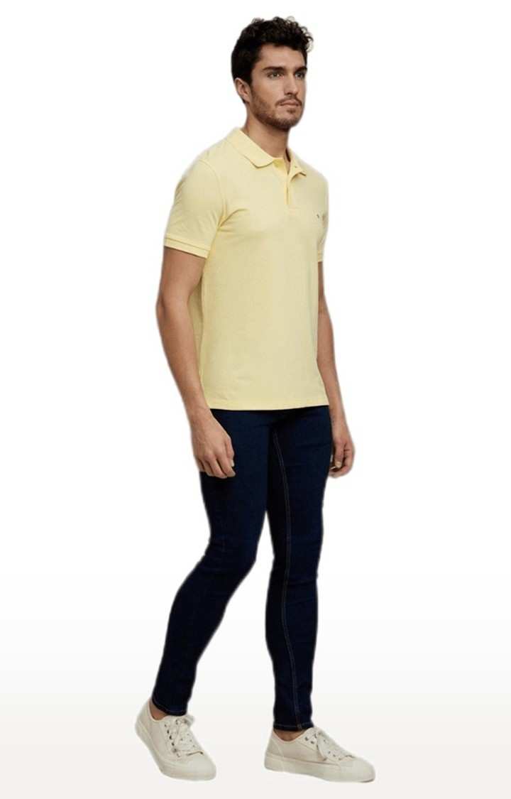 Men's Yellow Solid Polos