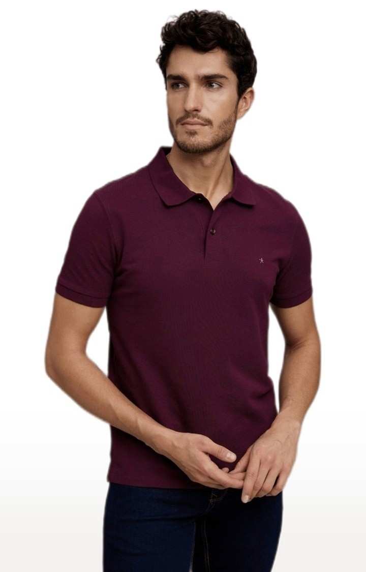 Men's Red Solid Polos