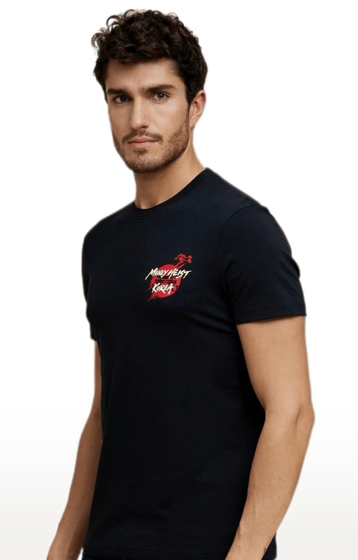 Men's Black Solid Regular T-Shirts