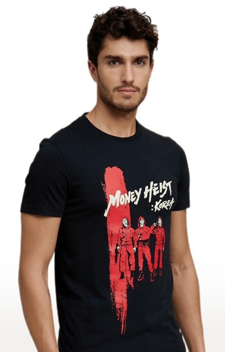 celio | Men's Black Printed Regular T-Shirts