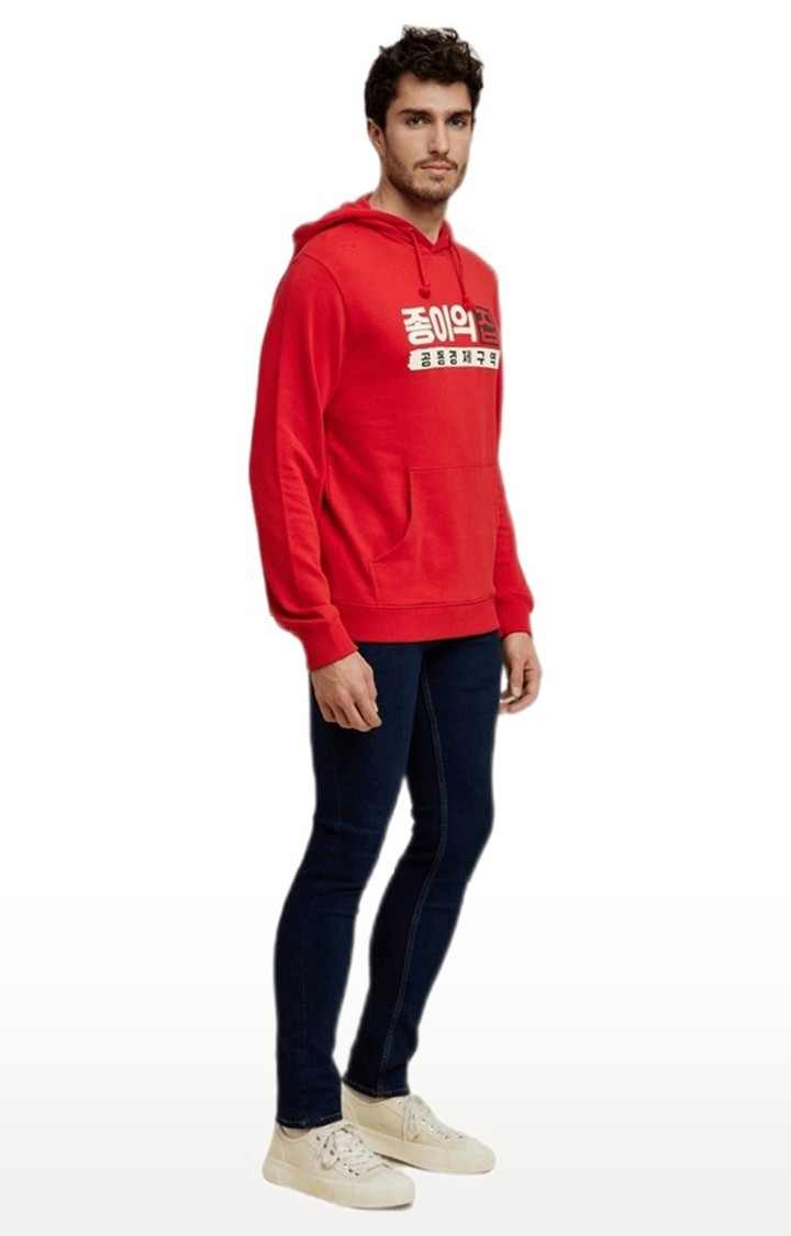Men's Red Typographic Hoodies