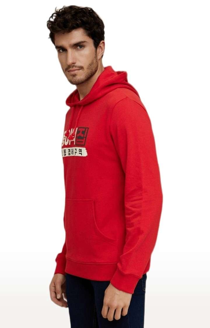 Men's Red Typographic Hoodies