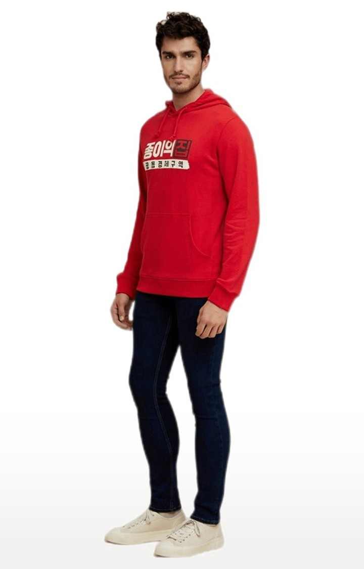 Men's Red Typographic Hoodies