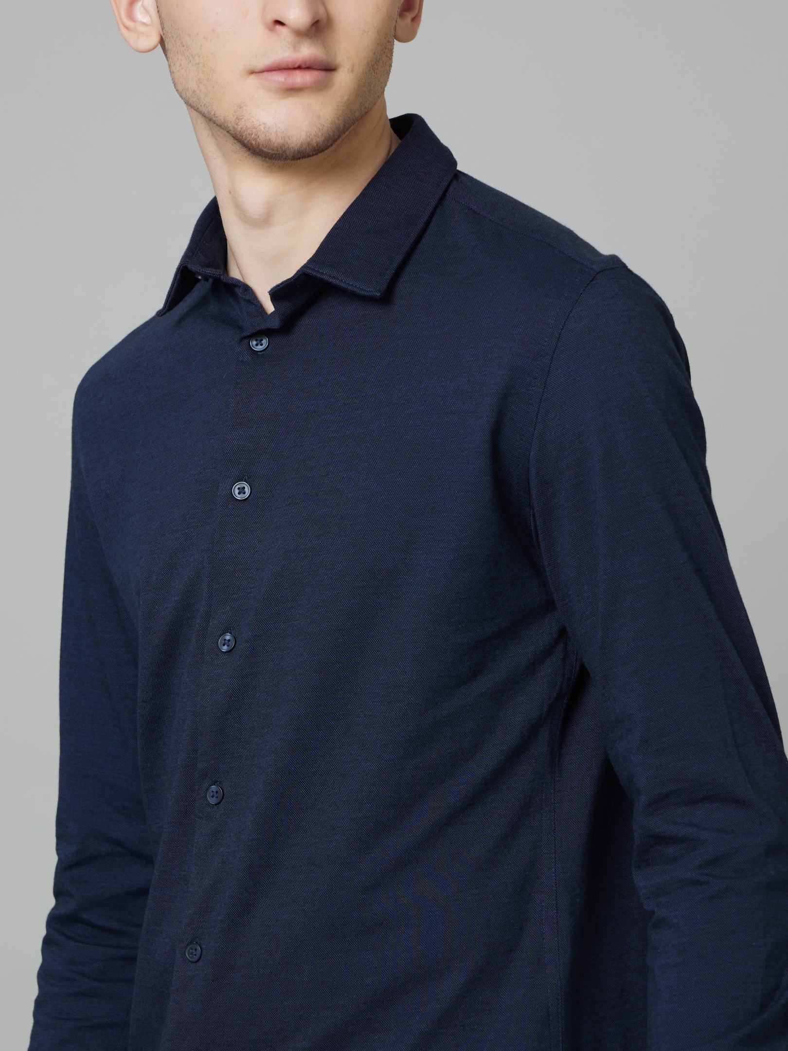 celio | Men's Blue Solid Casual Shirts 3