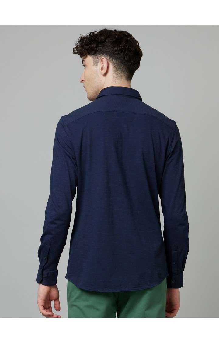Men's Blue Solid Casual Shirts
