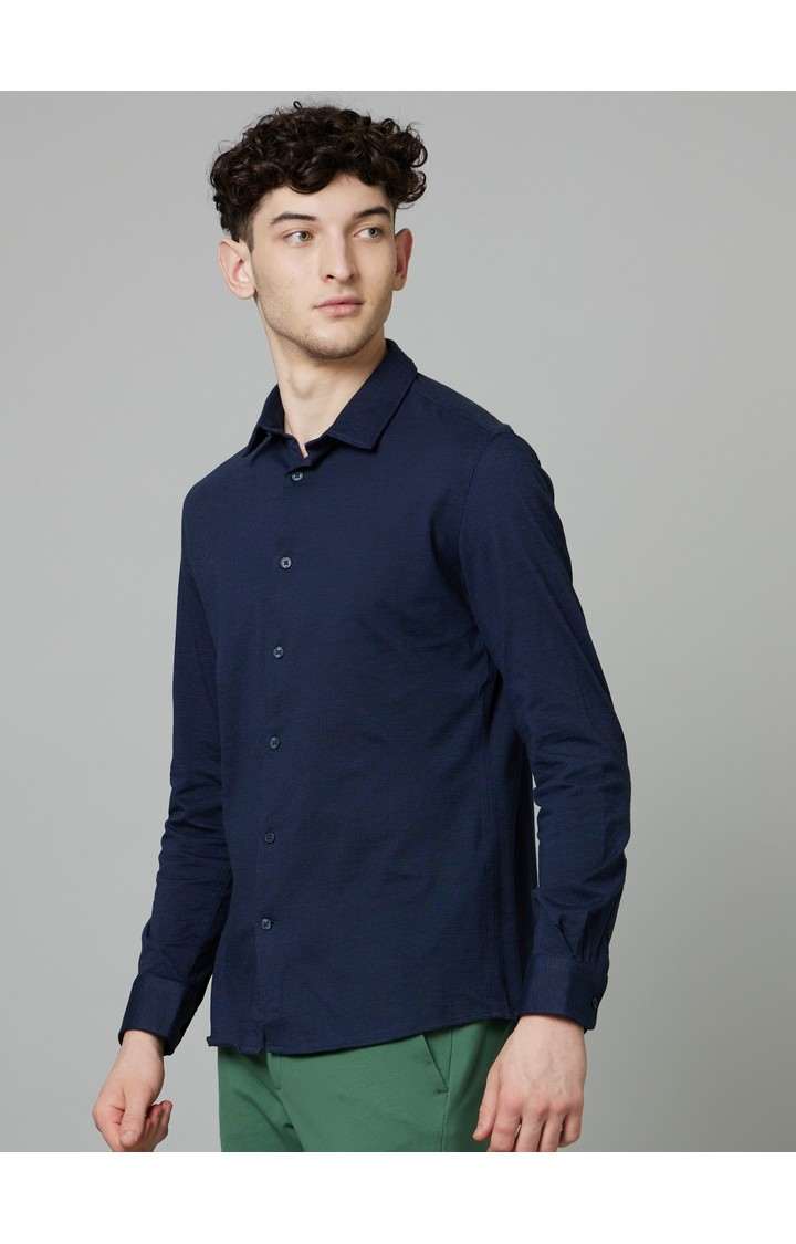 Men's Blue Solid Casual Shirts