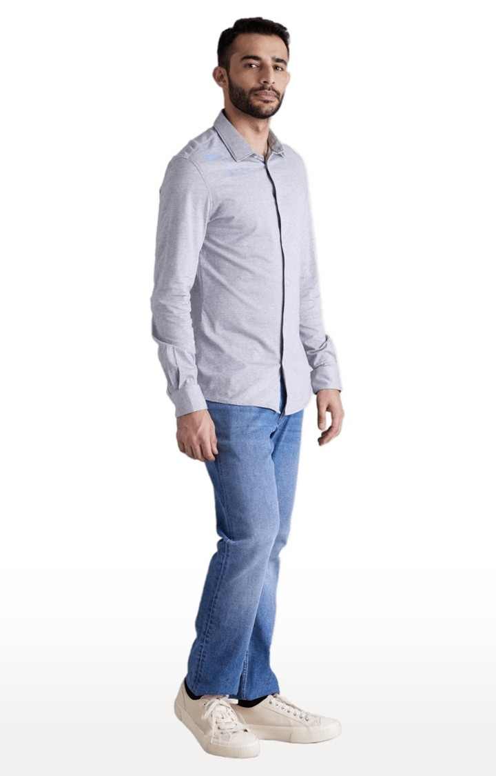 Men's Grey Solid Casual Shirts