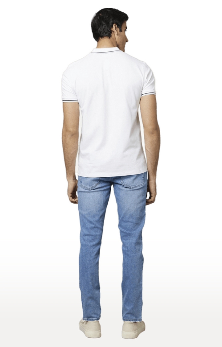 celio | Men's Blue Cotton Blend Solid Regular Jeans 4