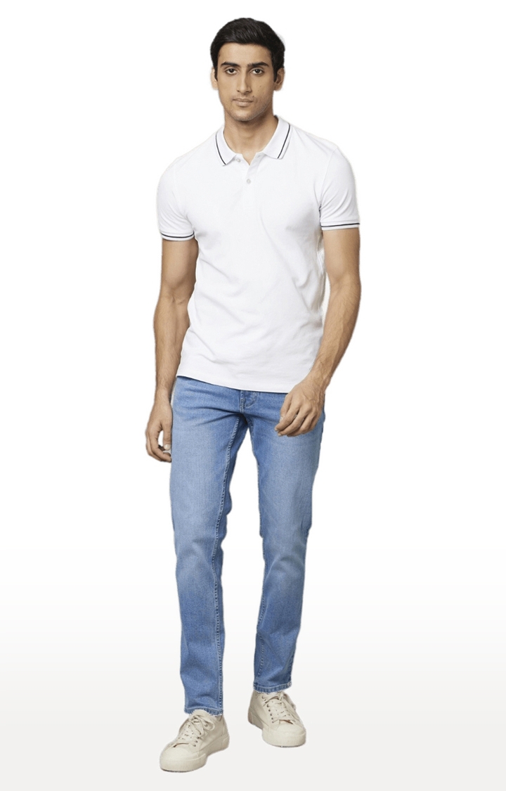 celio | Men's Blue Cotton Blend Solid Regular Jeans 0
