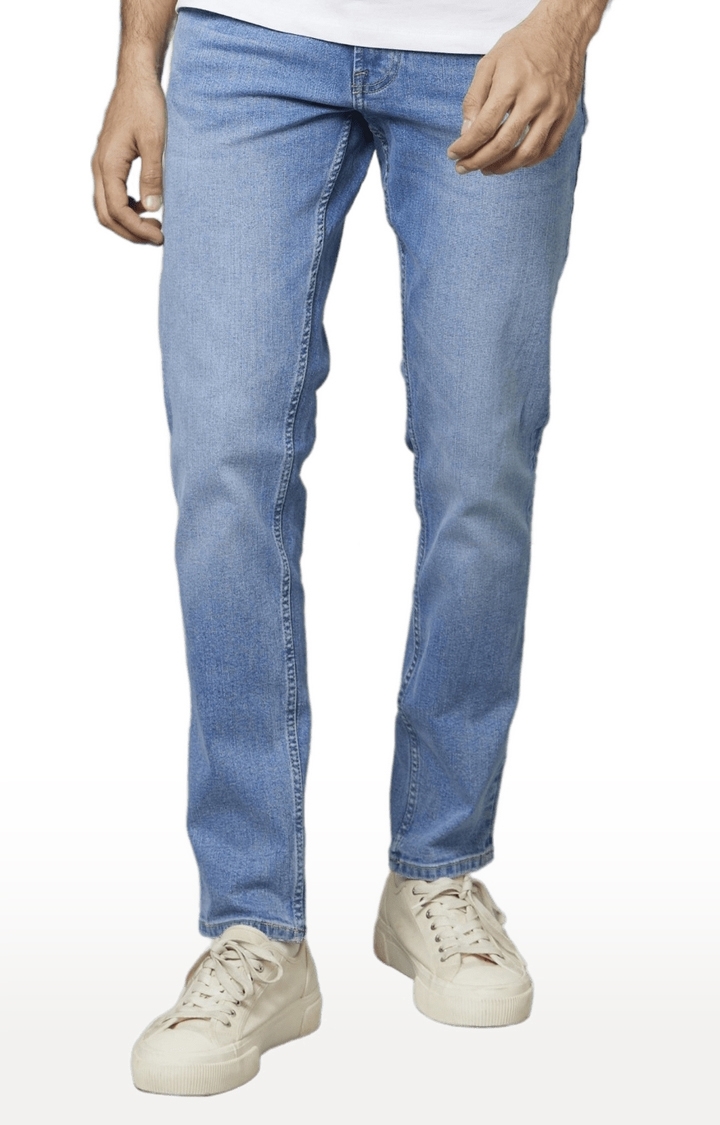 celio | Men's Blue Cotton Blend Solid Regular Jeans 5