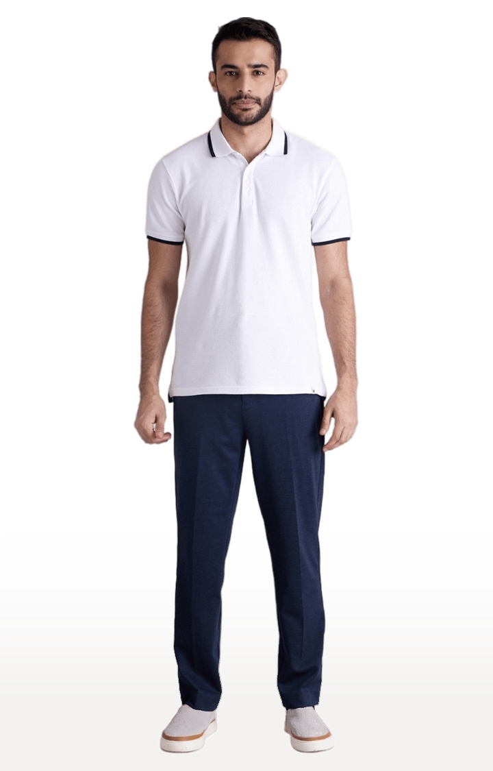 celio | Men's Blue Cotton Blend Solid Trackpants